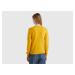 Benetton, Ochre Yellow Crew Neck Sweater In Pure Merino Wool