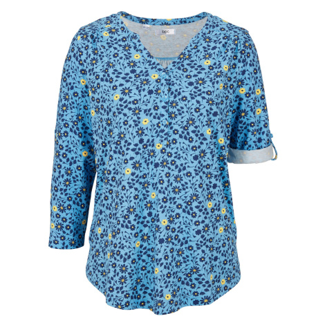 BONPRIX tričko s květy Barva: Modrá, Mezinárodní