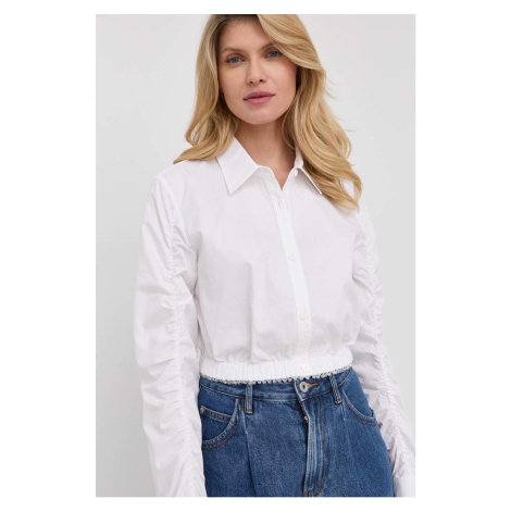 Bavlněné tričko Miss Sixty dámská, bílá barva, regular, s klasickým límcem
