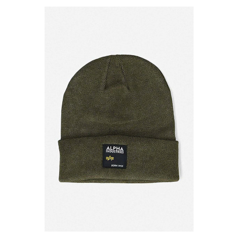 Čepice Alpha Industries Label Beanie zelená barva, 118934.369-green