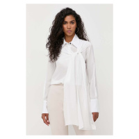 Hedvábné tričko Liviana Conti bílá barva, regular, s klasickým límcem