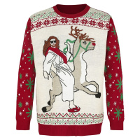 Ugly Christmas Sweater Jesus Riding Reindeer Mikina vícebarevný