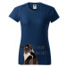 DOBRÝ TRIKO Dámské tričko s potiskem Naštvaná kočka Barva: Půlnoční modrá