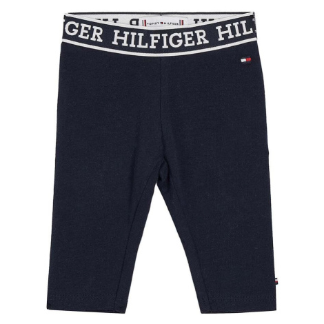 Kojenecké legíny Tommy Hilfiger tmavomodrá barva, hladké