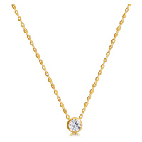 Diamantový náhrdelník ze 14K zlata - malá objímka, kulatý briliant, tenký řetízek