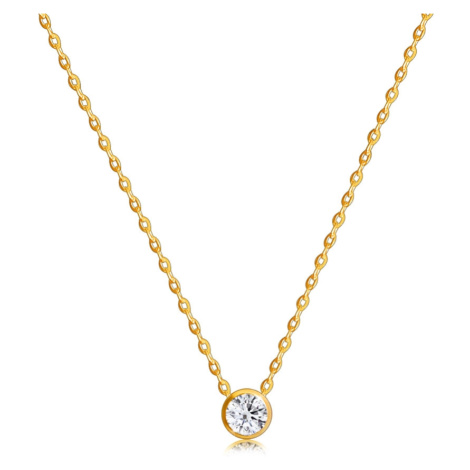 Diamantový náhrdelník ze 14K zlata - malá objímka, kulatý briliant, tenký řetízek Šperky eshop