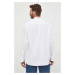 Košile Calvin Klein pánská, bílá barva, relaxed, se stojáčkem, K10K111736