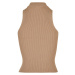 Ladies Short Rib Knit Turtleneck Top - unionbeige