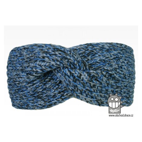 Pletená čelenka Dráče - Twist 16, modrá melír Barva: Modrá