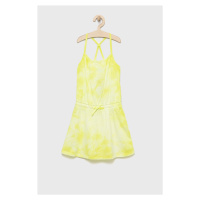 Dětské bavlněné šaty United Colors of Benetton žlutá barva, midi
