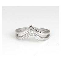 Dámský stříbrný prsteny špička s čirými zirkony STRP0511F