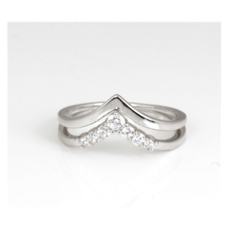 Dámský stříbrný prsteny špička s čirými zirkony STRP0511F JVD