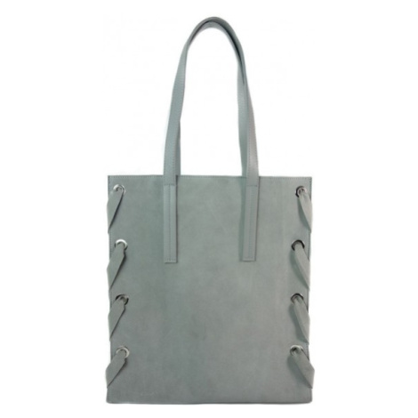 Kožená shopper bag kabelka Vera Pelle WK7 šedá
