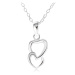 Stříbrný náhrdelník 925, přívěsek ve tvaru dvou na sebe napojených obrysů srdcí