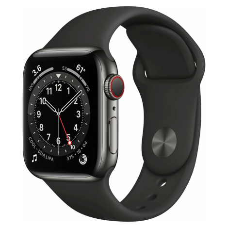 Apple Apple Watch Series 6 GPS + Cellular, 44mm Graphite Stainless Steel Case with Black Sport B