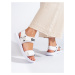Pěkné sandály dámské bílé bez podpatku