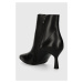 Kožené kotníkové boty Wojas dámské, černá barva, na podpatku, 5520751