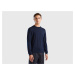 Benetton, Dark Blue Sweater In Pure Merino Wool