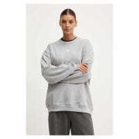 Bavlněná mikina adidas Originals dámská, šedá barva, melanžová, IY9628