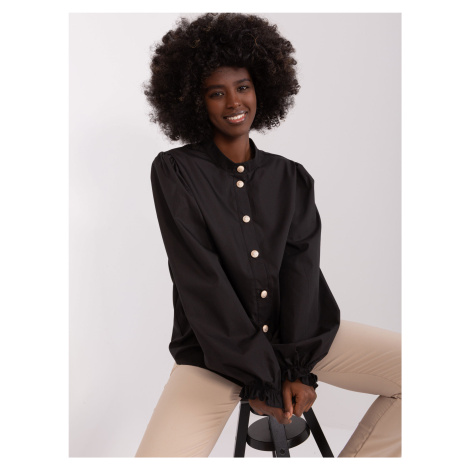 Černá dámská elegantní košile s buffovými rukávy - LAKERTA