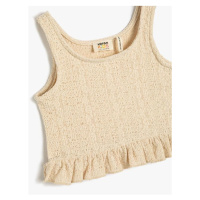 Koton Girls' Crochet Crop Top Sleeveless Round Neck Ruffle Detailed.