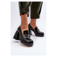 Dámské patentované boty na vysokém podpatku Černá D&A
