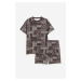 H & M - Pyžamo tričko a šortky Regular Fit - hnědá