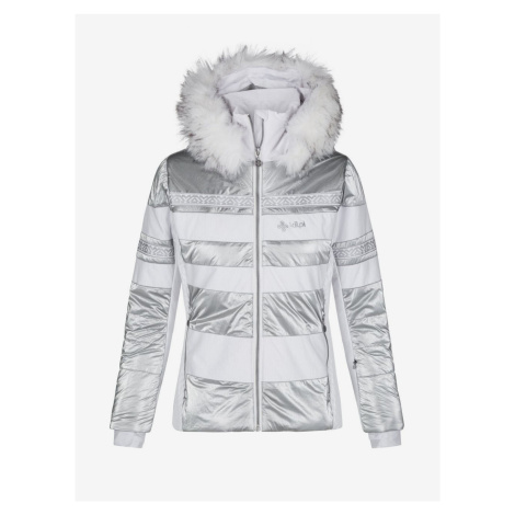 Dámská lyžařská bunda v bílé, šedé a stříbrné barvě Kilpi Dalila