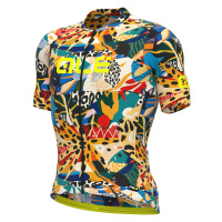 ALÉ Cyklistický dres s krátkým rukávem - PR-R KENYA - černá/modrá/žlutá/oranžová/zelená