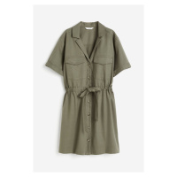 H & M - Šaty utility z lněné směsi - zelená