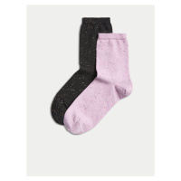 Sada dvou párů dámských ponožek v černé a světe fialové barvě Marks & Spencer