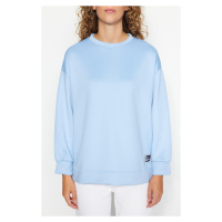 Trendyol Light Blue Label Detail Diver/Scuba Knitted Sweatshirt