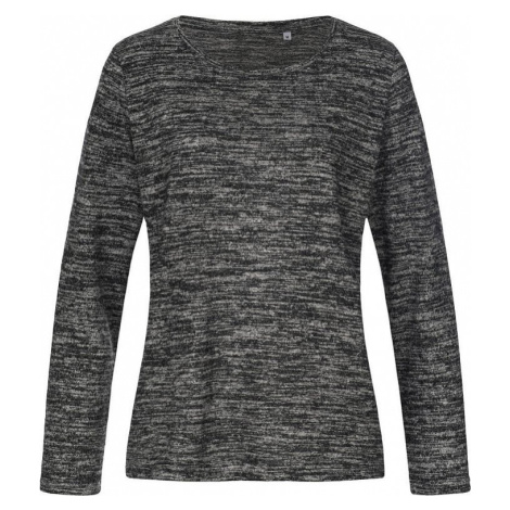Stedman® Volný dámský melírový pletený svetr s česanou vnější stranou šedá tmavá melír