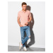 Světle růžové pánské basic polo tričko Ombre Clothing