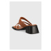Kožené pantofle Vagabond Shoemakers INES dámské, hnědá barva, na podpatku