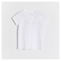 Reserved - Bavlněné tričko s aplikací - Bílá