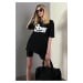 Madmext Oversized Black Printed Fit T-Shirt