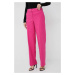 Kalhoty Selected Femme dámské, růžová barva, jednoduché, high waist