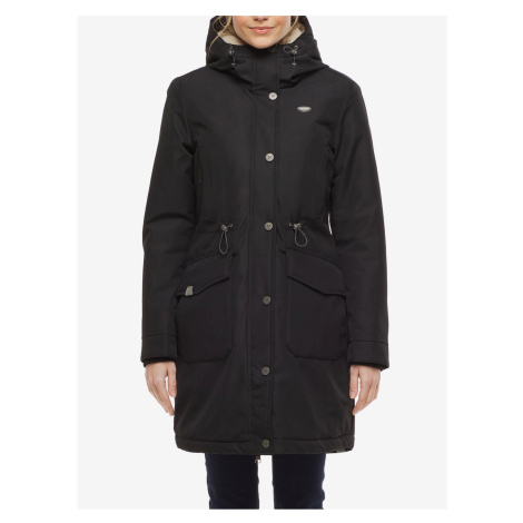 Černá dámská prodloužená zimní bunda s kapucí Ragwear Reloved Remake