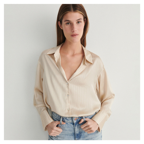 Reserved - Košile s metalickými proužky - Béžová