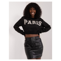 ČERNÝ CROP SVETR S NÁPISEM PARIS -BLACK Černá