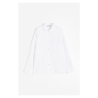 H & M - Oversized lněná košile - bílá
