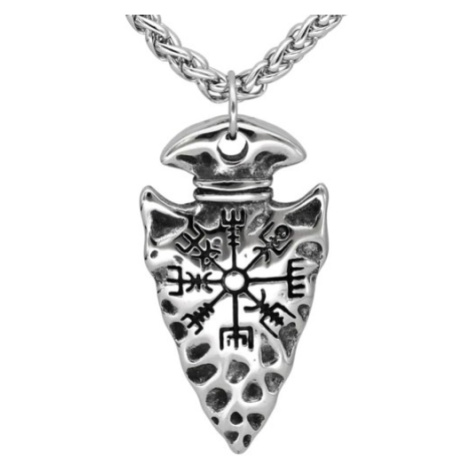 Camerazar Pánský náhrdelník se šípovým hrotem, stříbrný, slitiny kovů, 60 cm