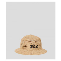 Klobouk karl lagerfeld k/signature raffia bucket hat hnědá