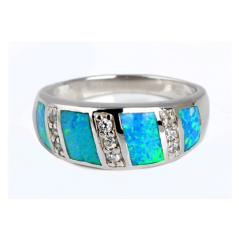 Stříbrný prsten s opály a čirými zirkony strp0155f