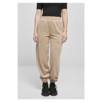 Dámské Urban Classics High Waist Ballon Velvet Sweat Pants - hnědé