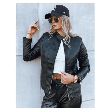 Černá dámská kožená bunda se stojáčkem DStreet