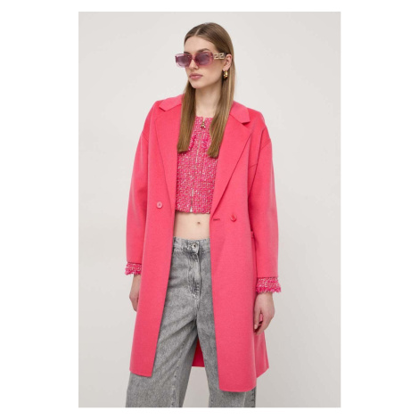 Vlněný kabát Patrizia Pepe růžová barva, přechodný, 8O0117 A006