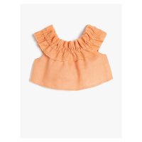 Koton Linen Crop Off Shoulder Ruffle Off Shoulder