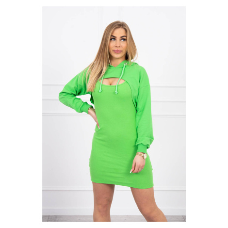 Šaty s mikinou zelené neonové Kesi